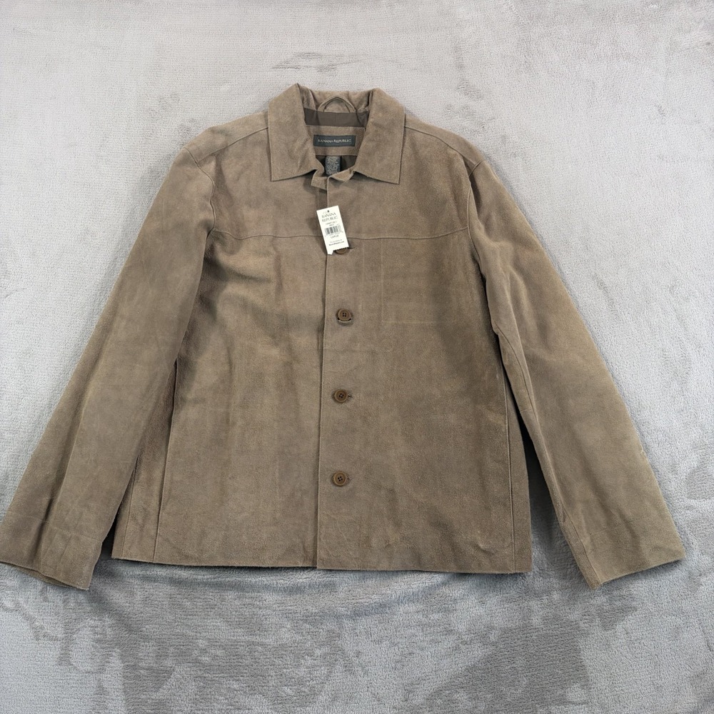 Vintage Banana Republic 100% Genuine Leather Jacket in Brown Men Large Lined NWT